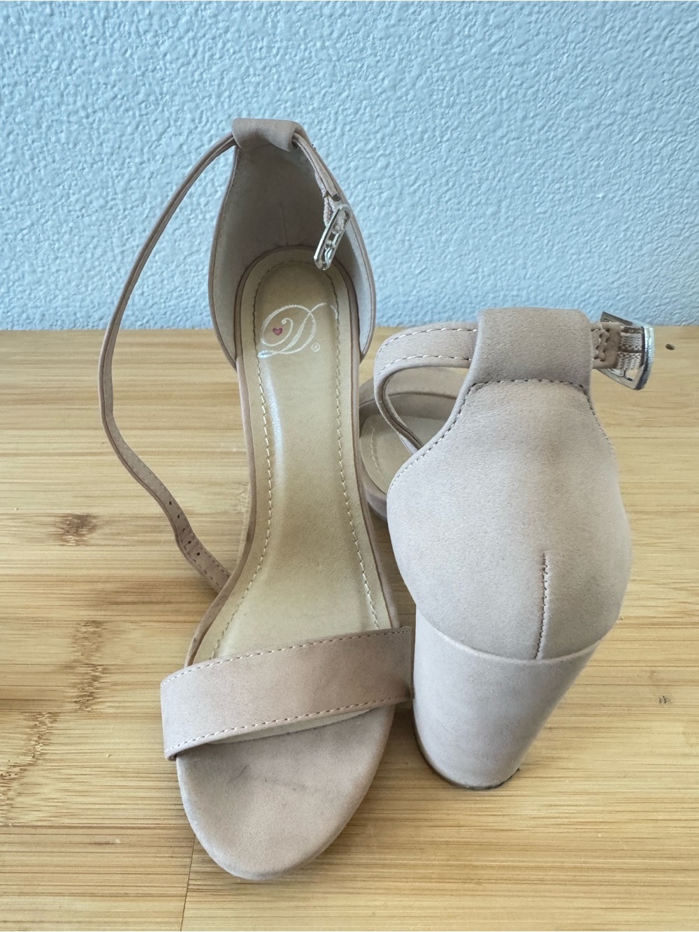 Women's Nude Ankle Strap Block Heel Sandals